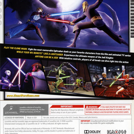 Star Wars: The Clone Wars, Lightsaber Duels - Nintendo Wii