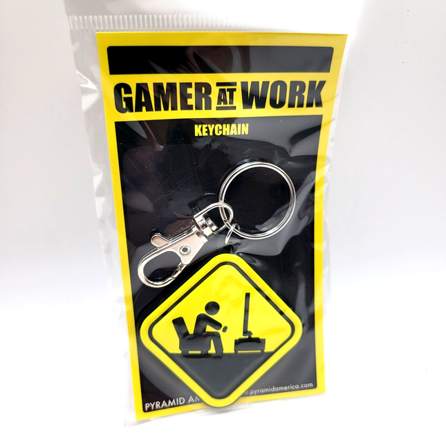 Gamer at Work  Funny Gaming Sign Keychain