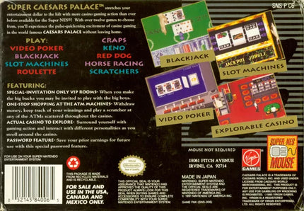 Super Caesars Palace - SNES