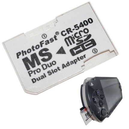 Dual microSD to Memory Stick PRO Duo Adapter for Sony PSP