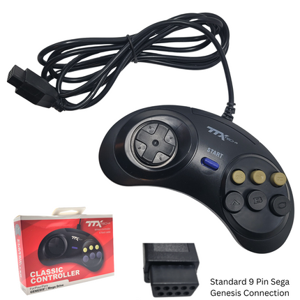 Sega Genesis Wired Controller Black – TTX Tech