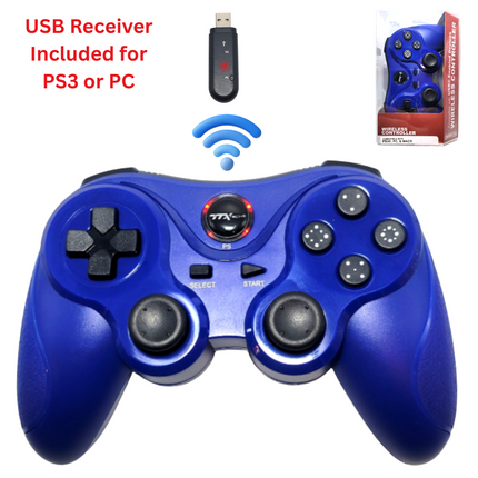PlayStation 3 / PC 2.4GHz Wireless Controller Solid Blue – TTX Tech®