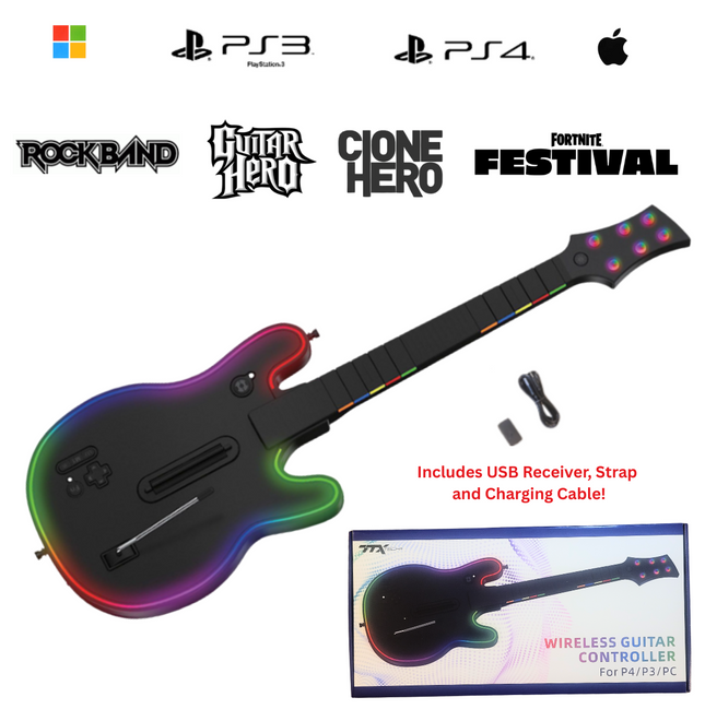 Wireless Guitar Controller PlayStation 3 / PlayStation 4 / PC for Guitar Hero & Rock Band - TTX Tech