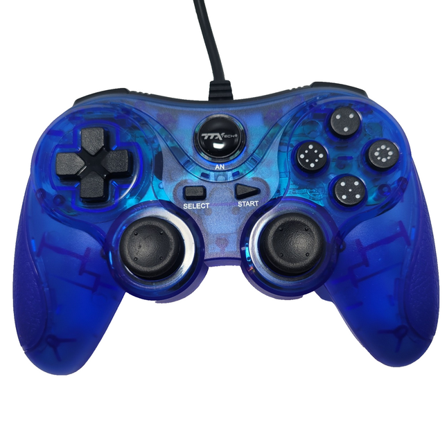 PlayStation / PlayStation 2 Wired Analog Controller Clear Blue - TTX Tech