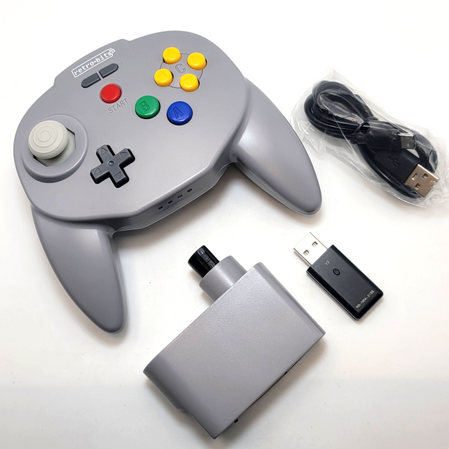 Tribute64 2.4GHz Wireless Controller for N64, Switch, and USB - Classic Gray