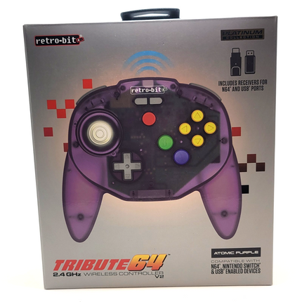 Tribute64 2.4GHz Wireless Controller for N64, Switch, and USB - Atomic Purple