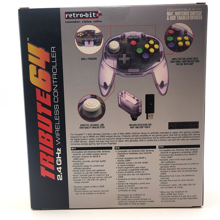 Tribute64 2.4GHz Wireless Controller for N64, Switch, and USB - Atomic Purple