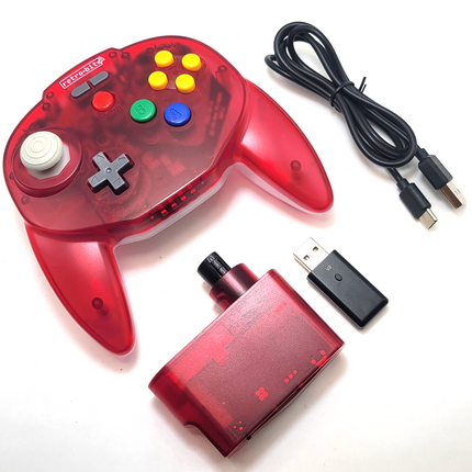 Tribute64 2.4GHz Wireless Controller for N64, Switch, and USB - Watermelon Red