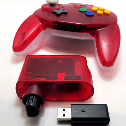 Tribute64 2.4GHz Wireless Controller for N64, Switch, and USB - Watermelon Red