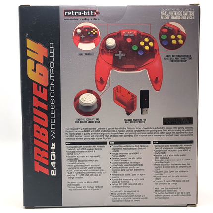 Tribute64 2.4GHz Wireless Controller for N64, Switch, and USB - Watermelon Red
