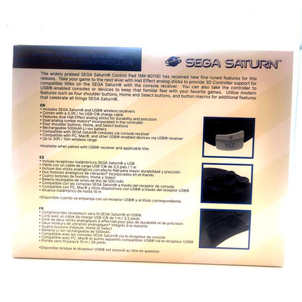 Sega Saturn 2.4GHz Wireless Pro Controller with Analog Joysticks Black - Retro-Bit