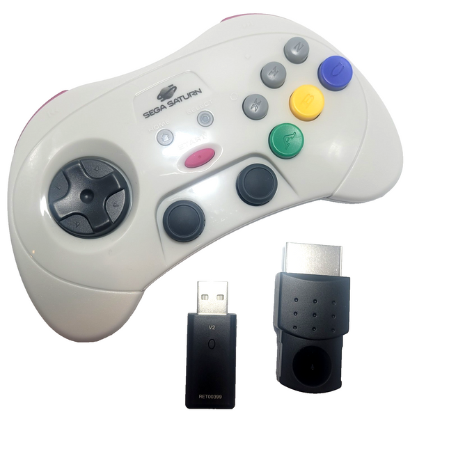 Sega Saturn 2.4GHz Wireless Pro Controller with Analog Joysticks White - Retro-Bit