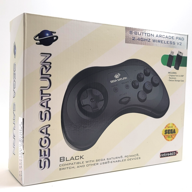 Sega Saturn 2.4GHz Wireless 8-Button Controller Black - Retro-Bit®