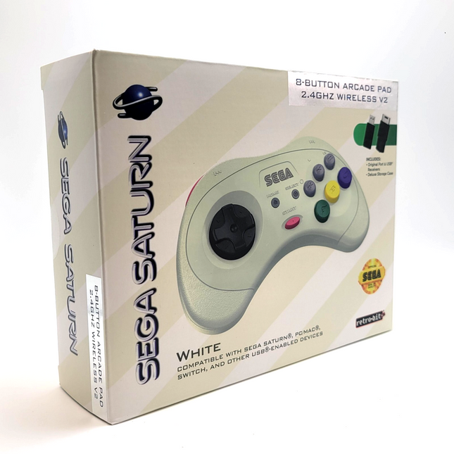 Sega Saturn 2.4GHz Wireless 8-Button Controller White - Retro-Bit®