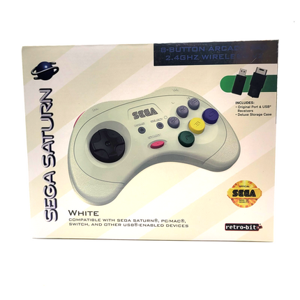 Sega Saturn 2.4GHz Wireless 8-Button Controller White - Retro-Bit®