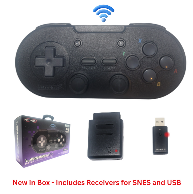 Super Nintendo / Nintendo Switch / PC 2.4GHz Wireless Legacy16 Controller Onyx Black - Retro-Bit®