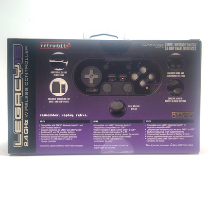 Super Nintendo / Nintendo Switch / PC 2.4GHz Wireless Legacy16 Controller Onyx Black - Retro-Bit®