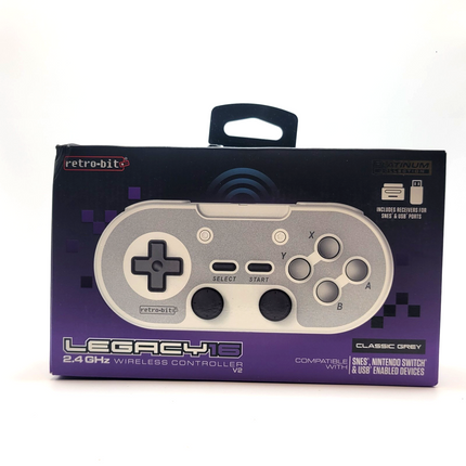 Super Nintendo / Nintendo Switch / Nintendo Switch 2 / PC 2.4GHz Wireless Legacy16 Controller Classic Gray - Retro-Bit®