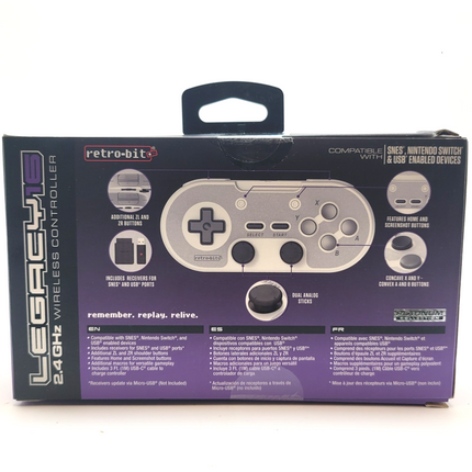 Super Nintendo / Nintendo Switch / Nintendo Switch 2 / PC 2.4GHz Wireless Legacy16 Controller Classic Gray - Retro-Bit®