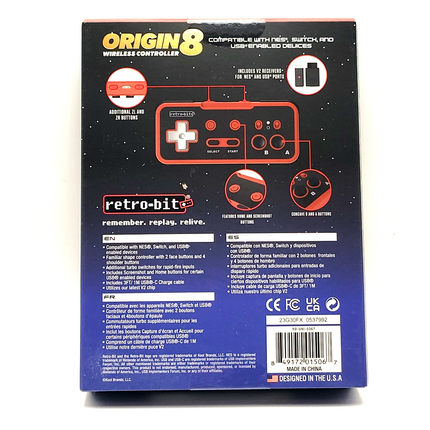 NES / Nintendo Switch / PC 2.4GHz Wireless Origin8 Controller - Retro-Bit®