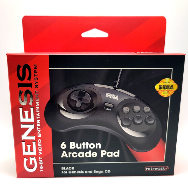 Sega Genesis Wired Controller (Black) - Retro-Bit®