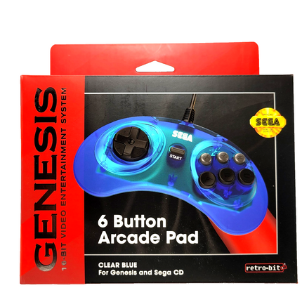 Sega Genesis Wired Controller (Clear Blue) - Retro-Bit®
