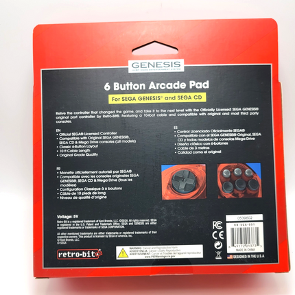 Sega Genesis Wired Controller (Crimson Red) - Retro-Bit®