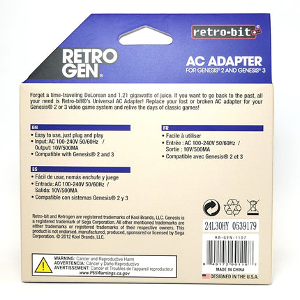 Sega Genesis (Model 2/3) AC Power Adapter - Retro-Bit®