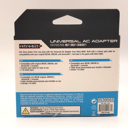 Universal AC Power Adapter – NES / SNES / Sega Genesis 1 – Retro-Bit®