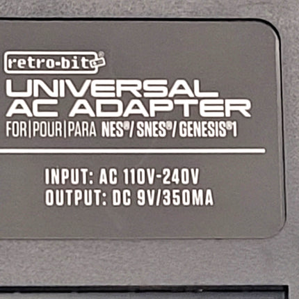 Universal AC Power Adapter – NES / SNES / Sega Genesis 1 – Retro-Bit®