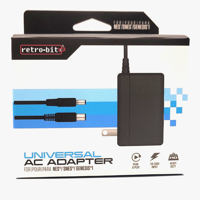 Universal AC Power Adapter – NES / SNES / Sega Genesis 1 – Retro-Bit®