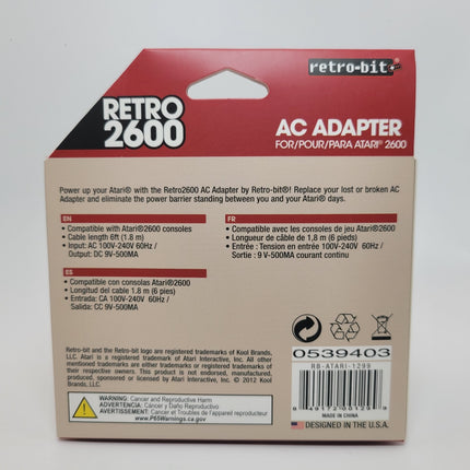 Atari 2600 AC Power Adapter - Retro-Bit®